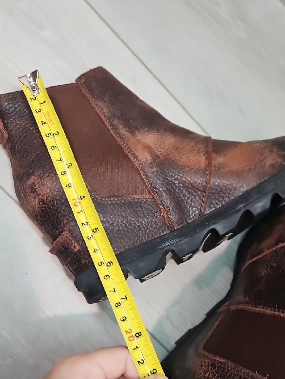Sorel Women Brown Leather Chelsea Hidden Tractor Chuncky Wedge Ankle Boots 7.5 - Picture 13 of 13